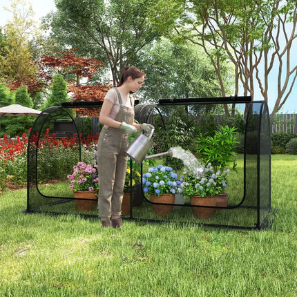 Tunnel Crop Cage Large Portable Plant Protection Tent with 2 Roll-up Zippered Doors - Greenhouses