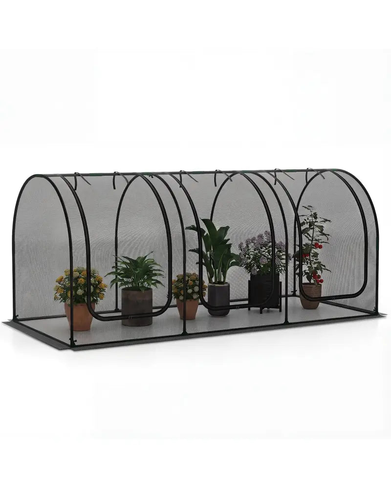 Tunnel Crop Cage Large Portable Plant Protection Tent with 3 Roll-up Zippered Doors - Greenhouses