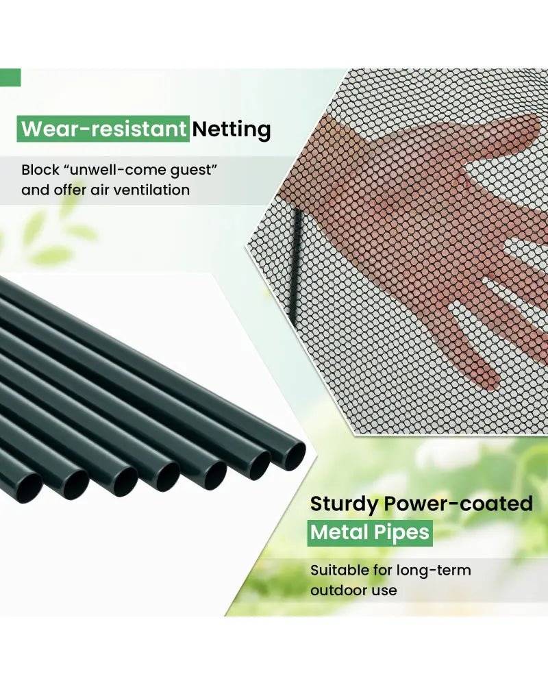 Tunnel Crop Cage Large Portable Plant Protection Tent with 3 Roll-up Zippered Doors - Greenhouses