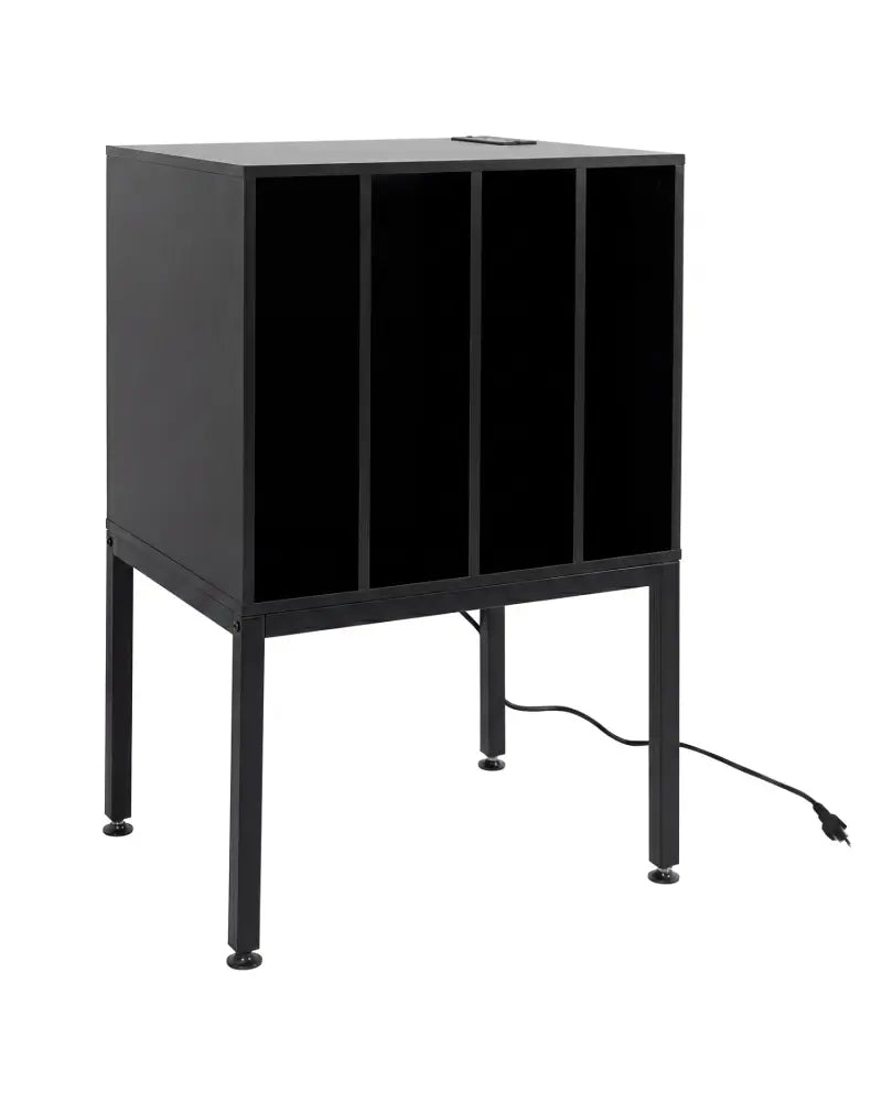 Turntable Record Player Stand with Power Outlets-Black - Black - End & Side Tables
