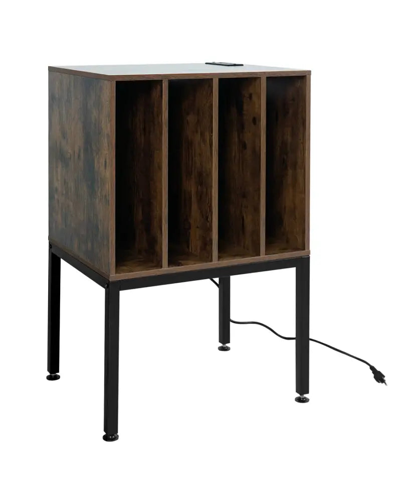 Turntable Record Player Stand with Power Outlets-Rusticbrown - Rustic Brown - End & Side Tables