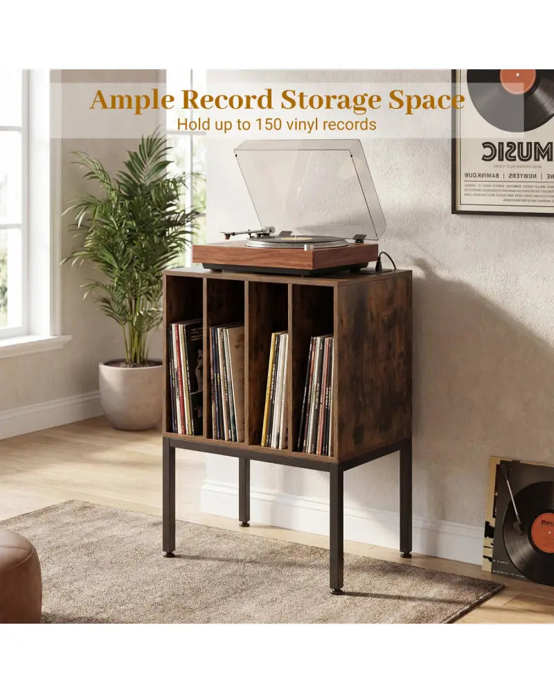 Turntable Record Player Stand with Power Outlets-Rusticbrown - Rustic Brown - End & Side Tables