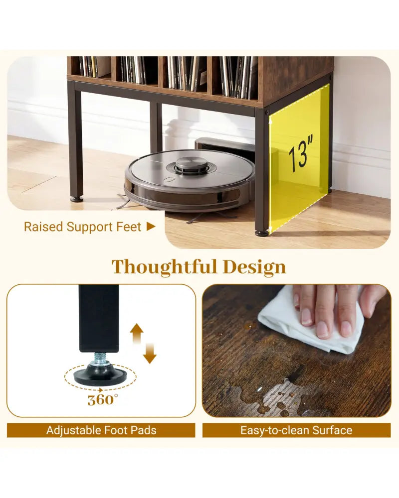 Turntable Record Player Stand with Power Outlets-Rusticbrown - Rustic Brown - End & Side Tables
