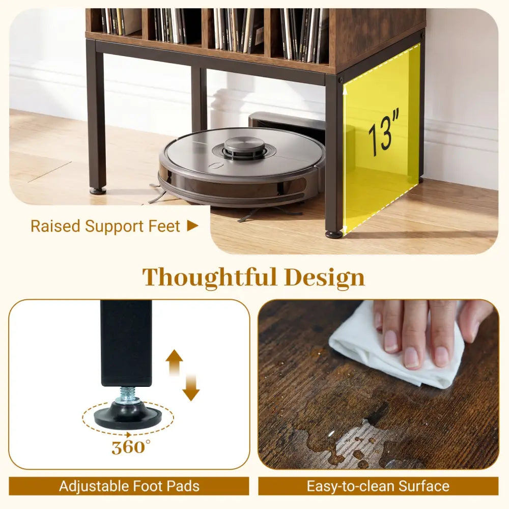 Turntable Record Player Stand with Power Outlets-Rusticbrown - Rustic Brown - End & Side Tables