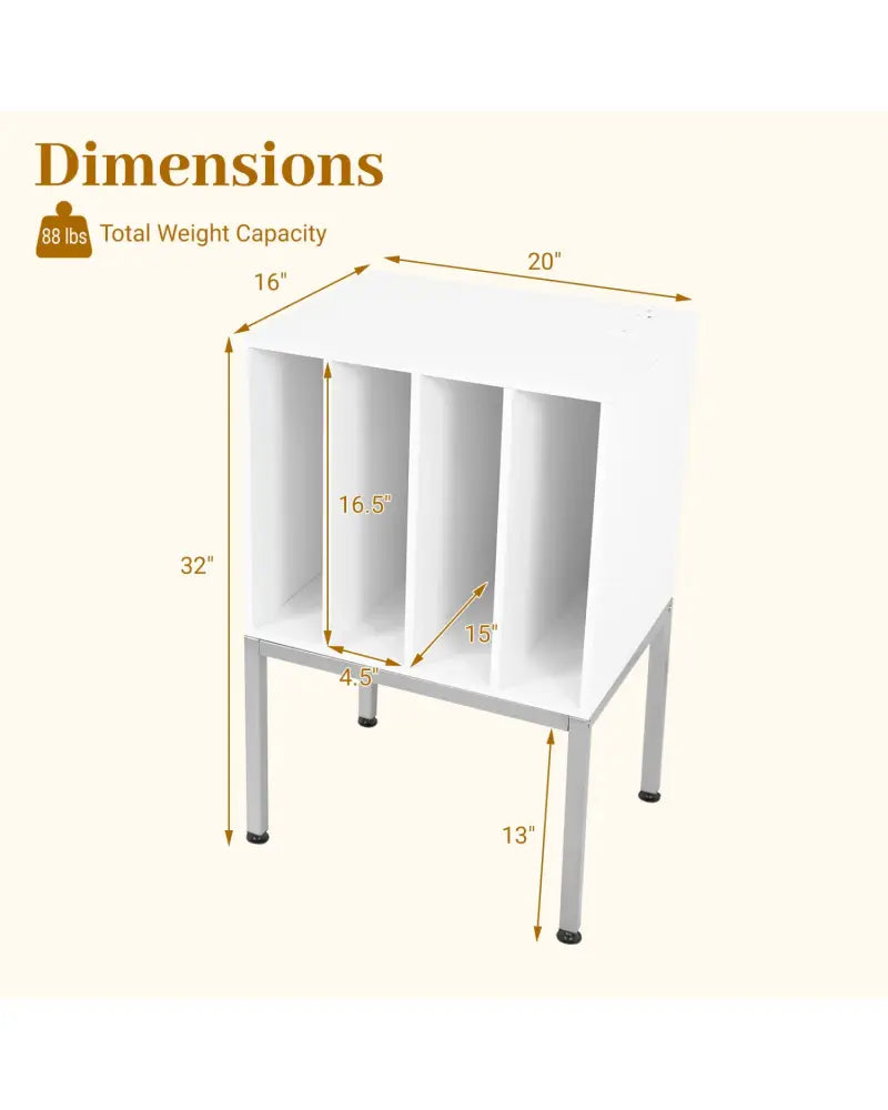 Turntable Record Player Stand with Power Outlets-White - White - End & Side Tables
