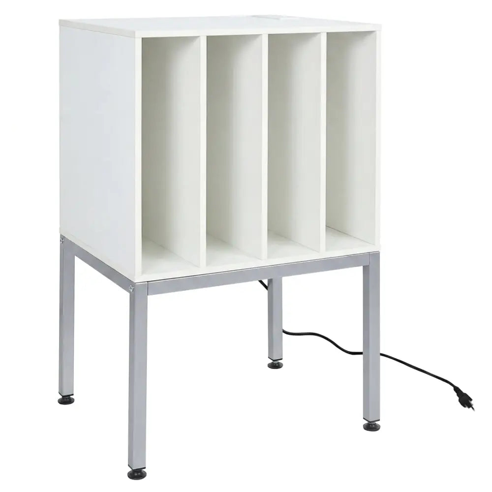 Turntable Record Player Stand with Power Outlets-White - White - End & Side Tables