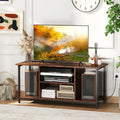 TV Stand Entertainment Center with Open Storage Shelves and Power Outlets to 50 Inches-Rustic Brown - Rustic Brown