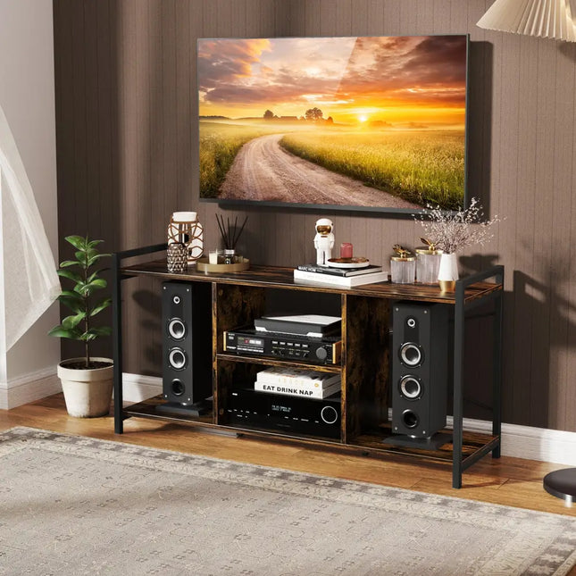 TV Stand for 55 Inch TVs Industrial Entertainment Center-Rustic Brown - Rustic Brown - Entertainment Centers & TV Stands
