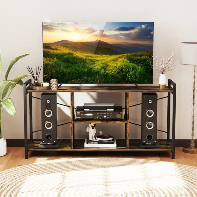 TV Stand for 55 Inch TVs Industrial Entertainment Center-Rustic Brown - Rustic Brown - Entertainment Centers & TV Stands