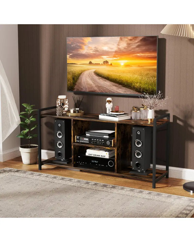 TV Stand for 55 Inch TVs Industrial Entertainment Center-Rustic Brown - Rustic Brown - Entertainment Centers & TV Stands