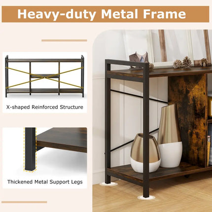TV Stand for 55 Inch TVs Industrial Entertainment Center-Rustic Brown - Rustic Brown - Entertainment Centers & TV Stands