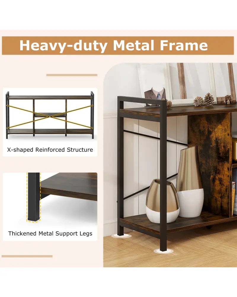 TV Stand for 55 Inch TVs Industrial Entertainment Center-Rustic Brown - Rustic Brown - Entertainment Centers & TV Stands