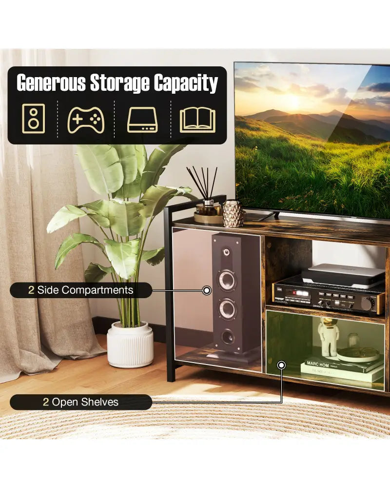TV Stand for 55 Inch TVs Industrial Entertainment Center-Rustic Brown - Rustic Brown - Entertainment Centers & TV Stands