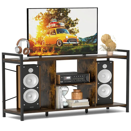 TV Stand for 55 Inch TVs Industrial Entertainment Center-Rustic Brown - Rustic Brown - Entertainment Centers & TV Stands