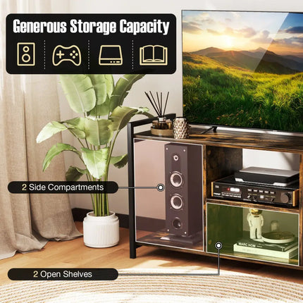 TV Stand for 55 Inch TVs Industrial Entertainment Center-Rustic Brown - Rustic Brown - Entertainment Centers & TV Stands