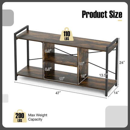 TV Stand for 55 Inch TVs Industrial Entertainment Center-Rustic Brown - Rustic Brown - Entertainment Centers & TV Stands
