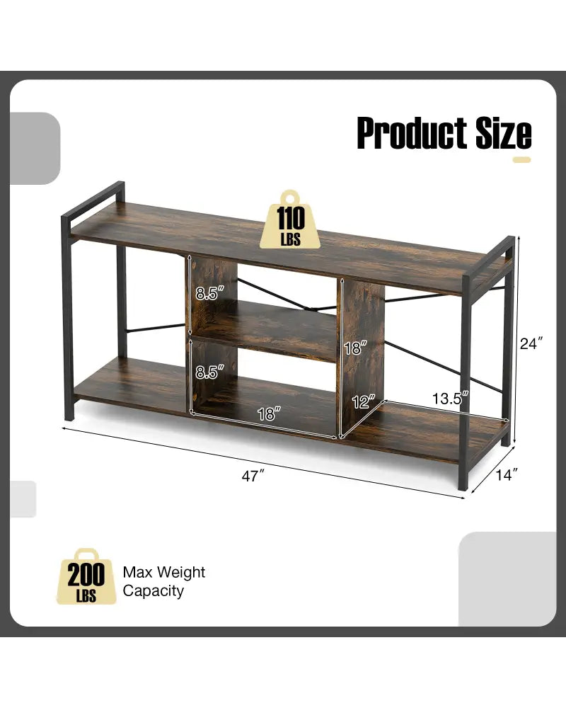 TV Stand for 55 Inch TVs Industrial Entertainment Center-Rustic Brown - Rustic Brown - Entertainment Centers & TV Stands