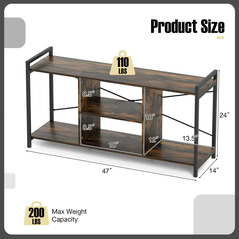 TV Stand for 55 Inch TVs Industrial Entertainment Center-Rustic Brown - Rustic Brown - Entertainment Centers & TV Stands