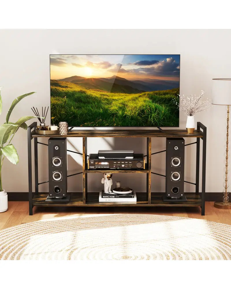 TV Stand for 55 Inch TVs Industrial Entertainment Center-Rustic Brown - Rustic Brown - Entertainment Centers & TV Stands