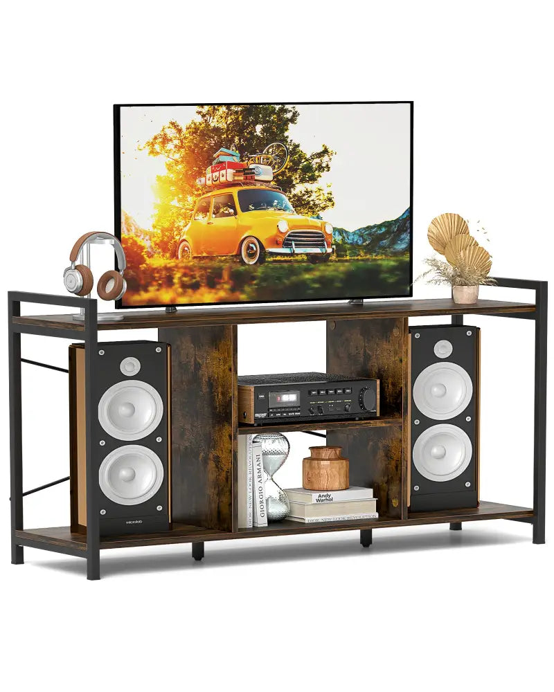 TV Stand for 55 Inch TVs Industrial Entertainment Center-Rustic Brown - Rustic Brown - Entertainment Centers & TV Stands
