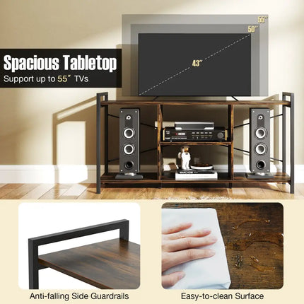TV Stand for 55 Inch TVs Industrial Entertainment Center-Rustic Brown - Rustic Brown - Entertainment Centers & TV Stands