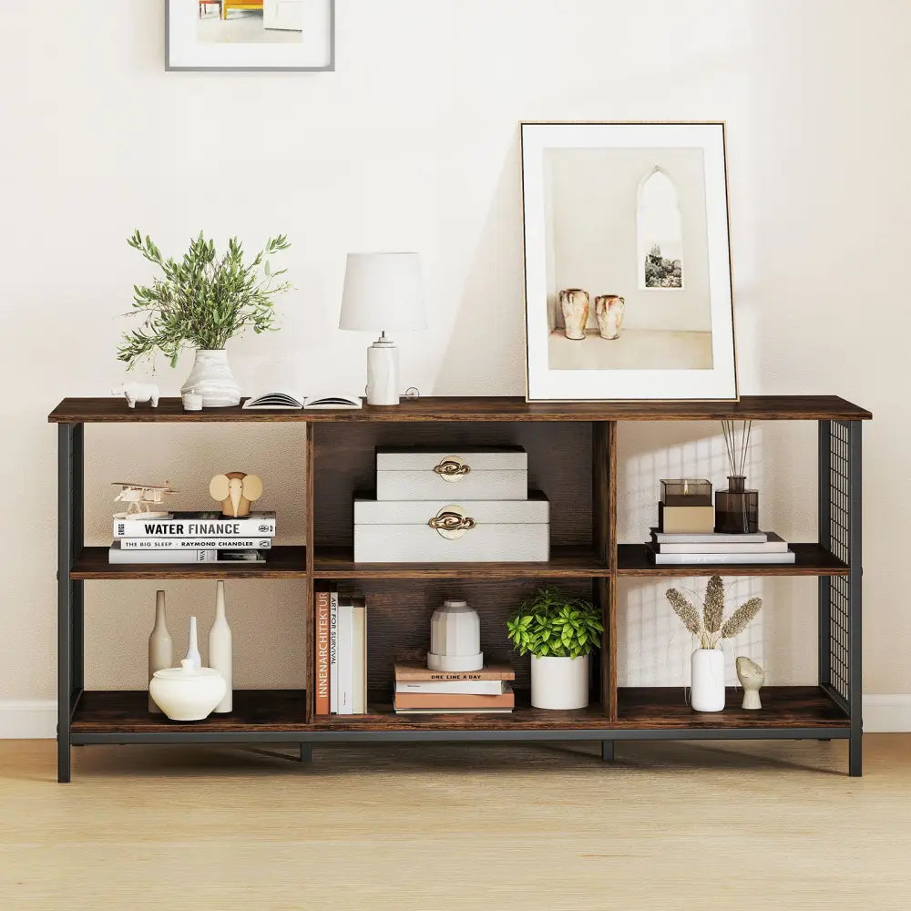 TV Stand for 65 Inch TVs-Rustic Brown and Black - Rustic Brown - Entertainment Centers & TV Stands
