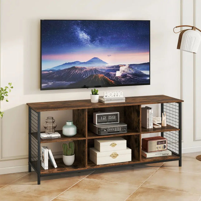 TV Stand for 65 Inch TVs-Rustic Brown and Black - Rustic Brown - Entertainment Centers & TV Stands