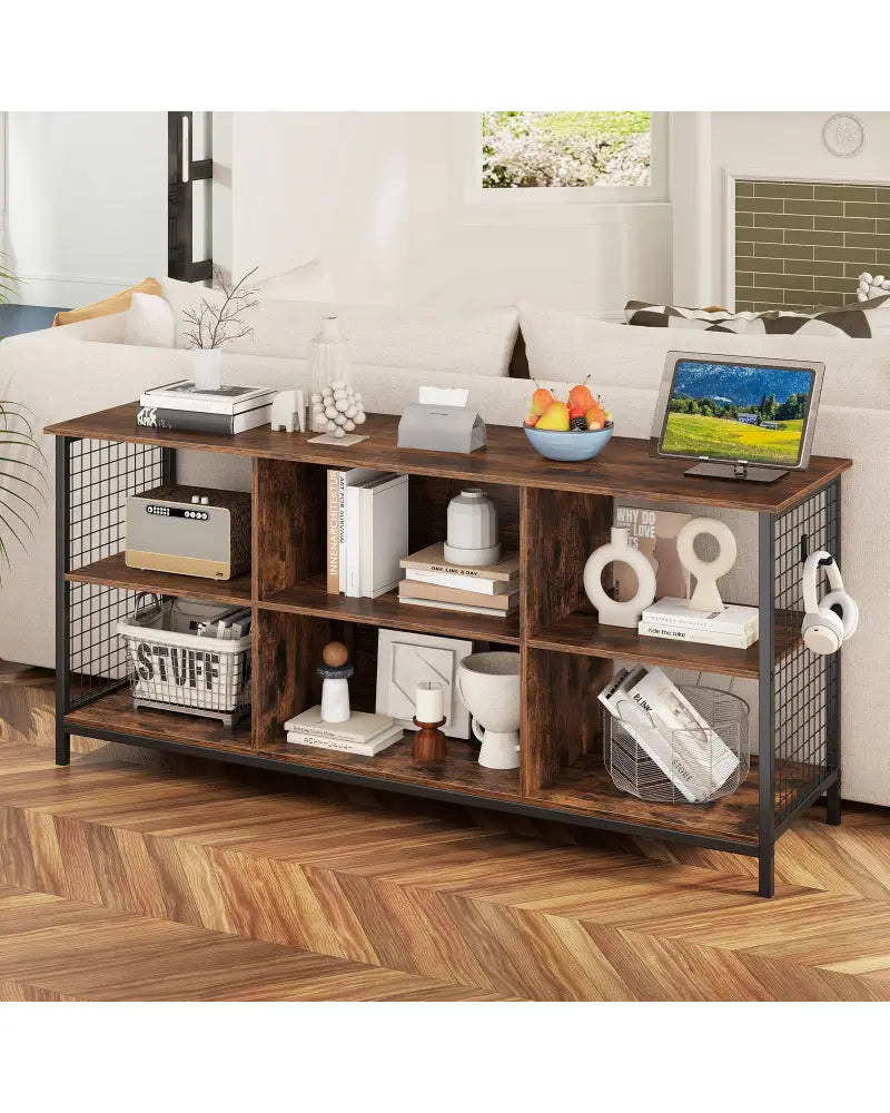 TV Stand for 65 Inch TVs-Rustic Brown and Black - Rustic Brown - Entertainment Centers & TV Stands