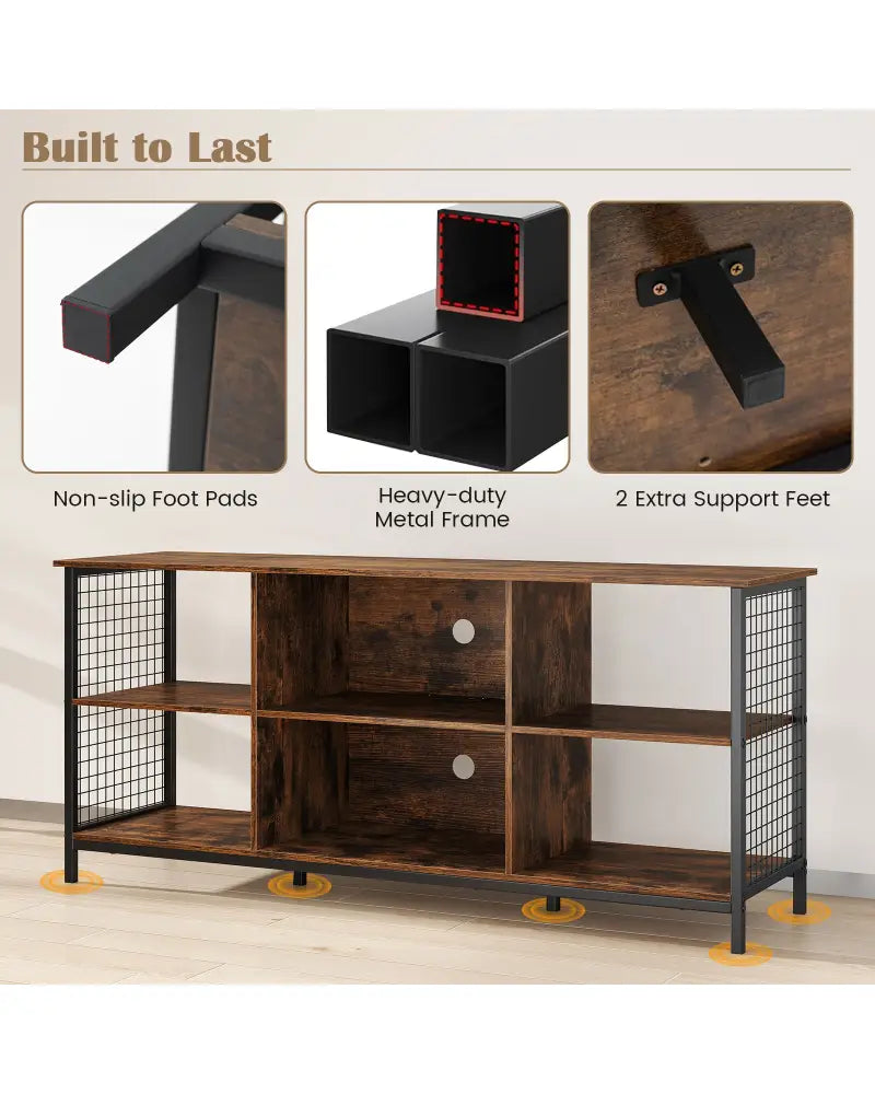 TV Stand for 65 Inch TVs-Rustic Brown and Black - Rustic Brown - Entertainment Centers & TV Stands
