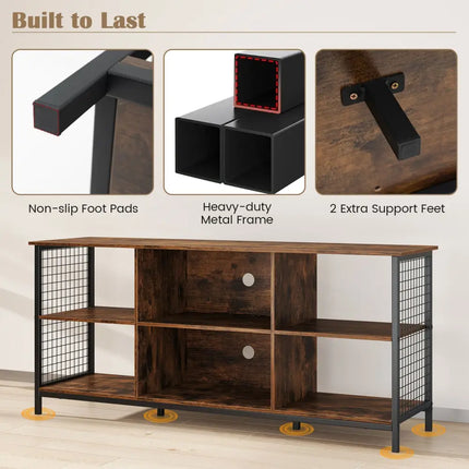 TV Stand for 65 Inch TVs-Rustic Brown and Black - Rustic Brown - Entertainment Centers & TV Stands