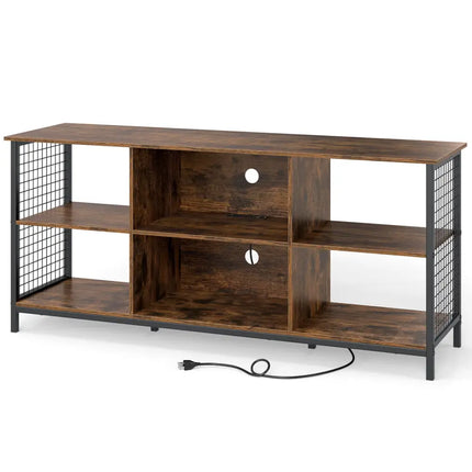 TV Stand for 65 Inch TVs-Rustic Brown and Black - Rustic Brown - Entertainment Centers & TV Stands