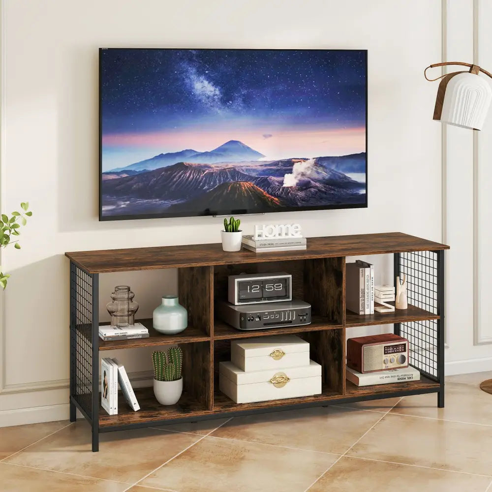 TV Stand for 65 Inch TVs-Rustic Brown and Black - Rustic Brown - Entertainment Centers & TV Stands