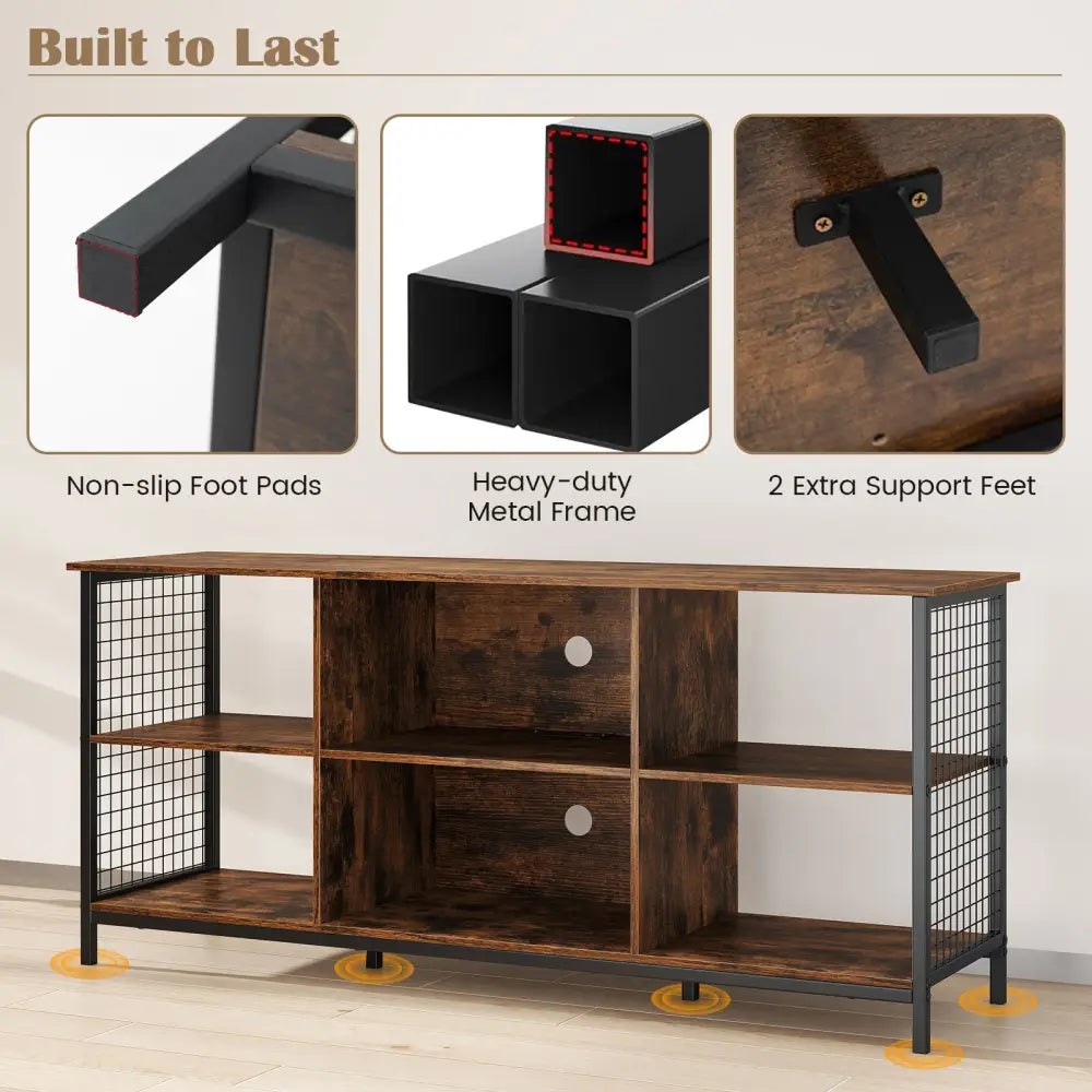 TV Stand for 65 Inch TVs-Rustic Brown and Black - Rustic Brown - Entertainment Centers & TV Stands
