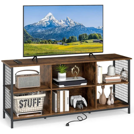 TV Stand for 65 Inch TVs-Rustic Brown and Black - Rustic Brown - Entertainment Centers & TV Stands