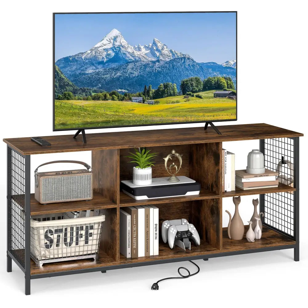 TV Stand for 65 Inch TVs-Rustic Brown and Black - Rustic Brown - Entertainment Centers & TV Stands