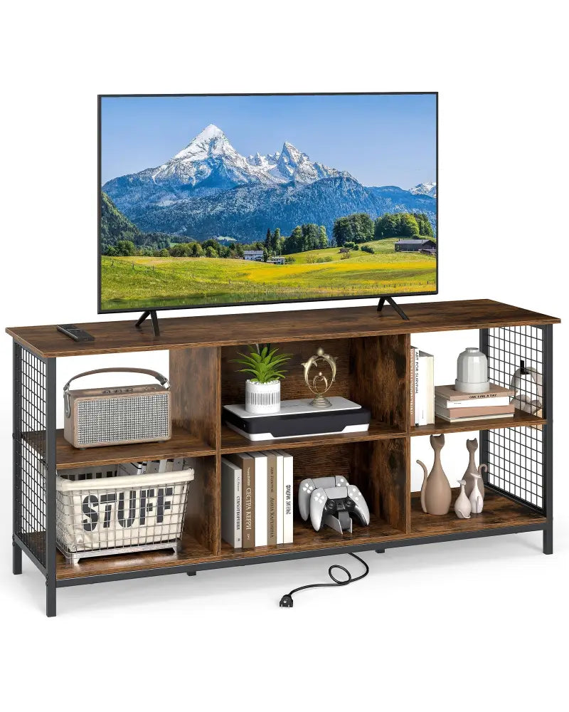 TV Stand for 65 Inch TVs-Rustic Brown and Black - Rustic Brown - Entertainment Centers & TV Stands