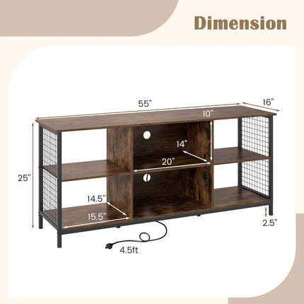 TV Stand for 65 Inch TVs-Rustic Brown and Black - Rustic Brown - Entertainment Centers & TV Stands