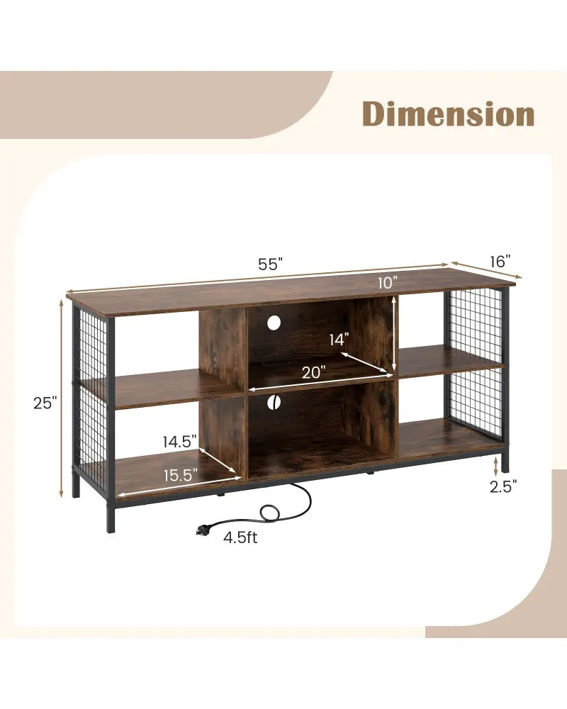 TV Stand for 65 Inch TVs-Rustic Brown and Black - Rustic Brown - Entertainment Centers & TV Stands