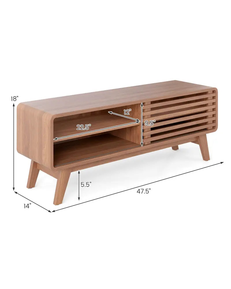 TV Stand for TVs up to 55’’ with Sliding Door and Adjustable Shelves for Living Room-Brown - Walnut - Entertainment