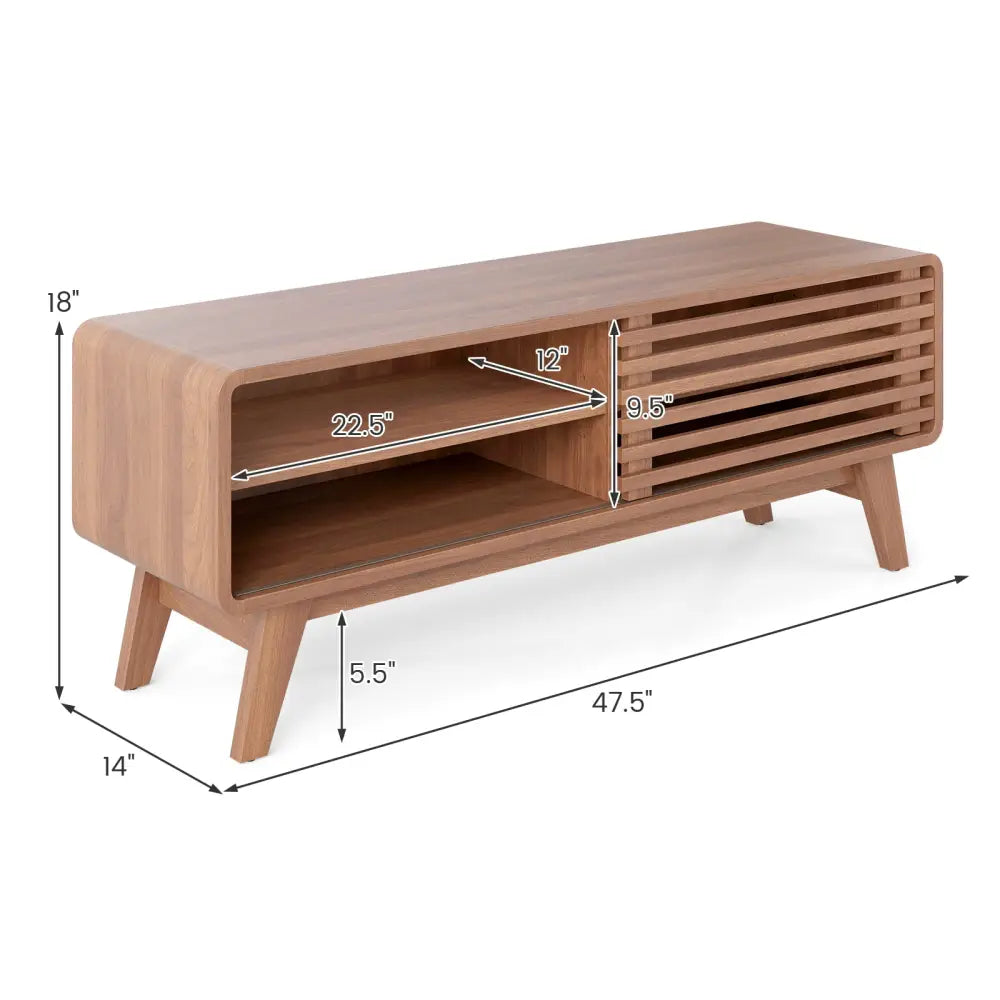 TV Stand for TVs up to 55’’ with Sliding Door and Adjustable Shelves for Living Room-Brown - Walnut - Entertainment