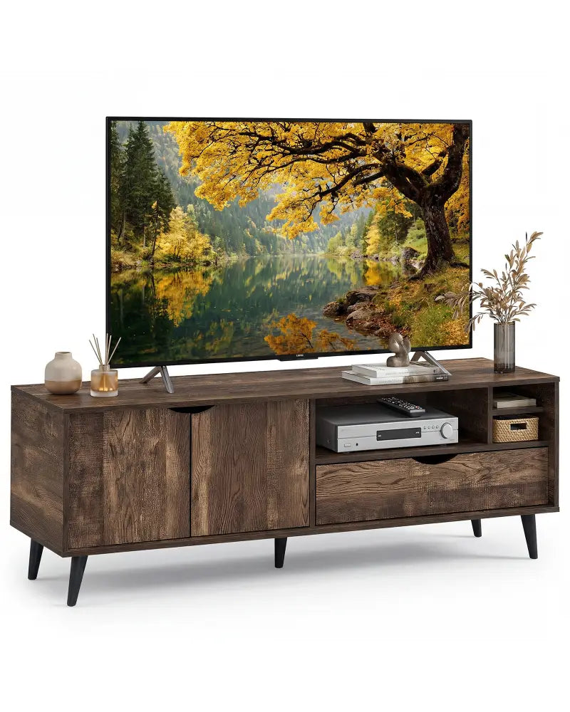 TV Stand for TVs up to 65 Inches Rustic Entertainment Center-Brown - Brown - Entertainment Centers & TV Stands