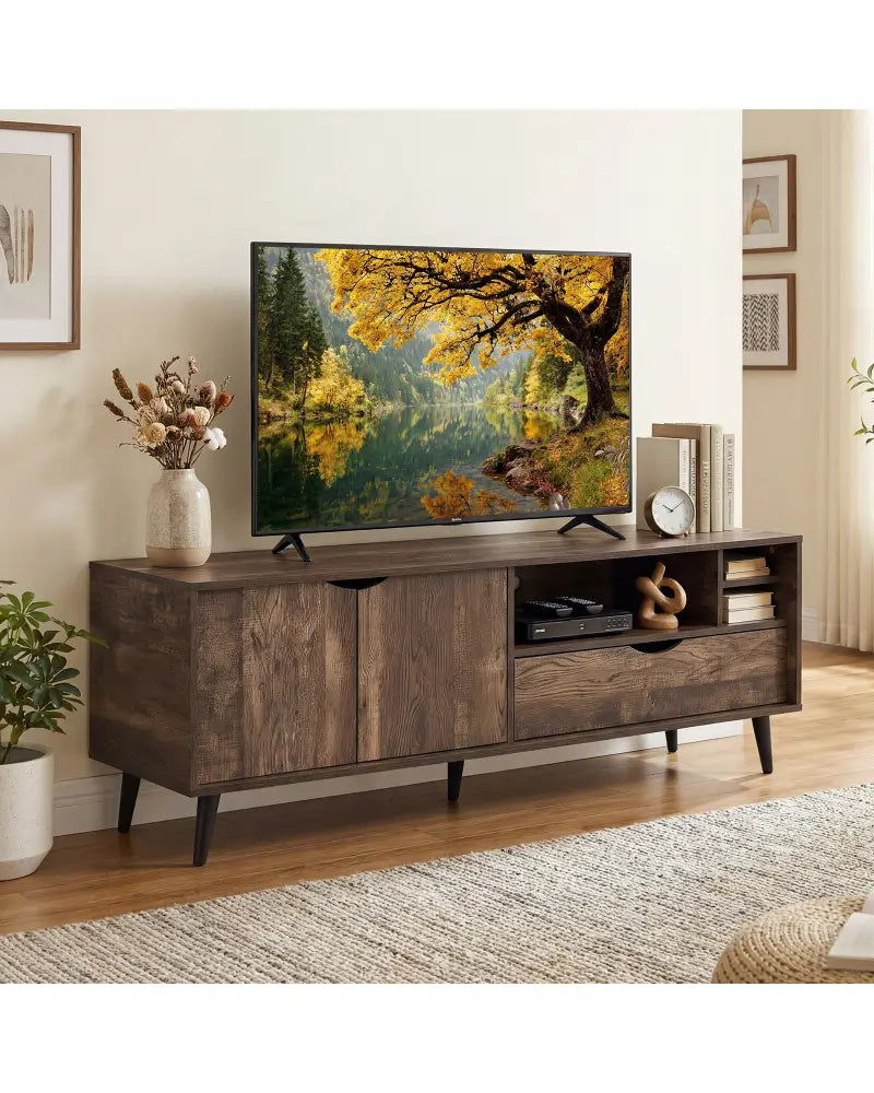 TV Stand for TVs up to 65 Inches Rustic Entertainment Center-Brown - Brown - Entertainment Centers & TV Stands