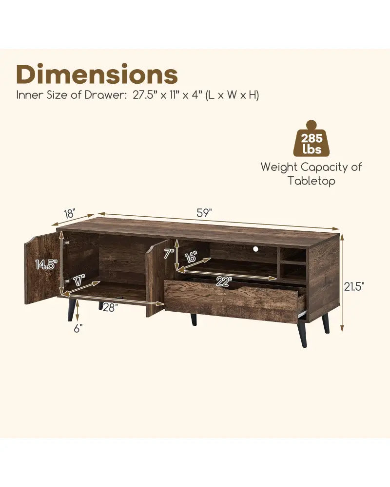 TV Stand for TVs up to 65 Inches Rustic Entertainment Center-Brown - Brown - Entertainment Centers & TV Stands