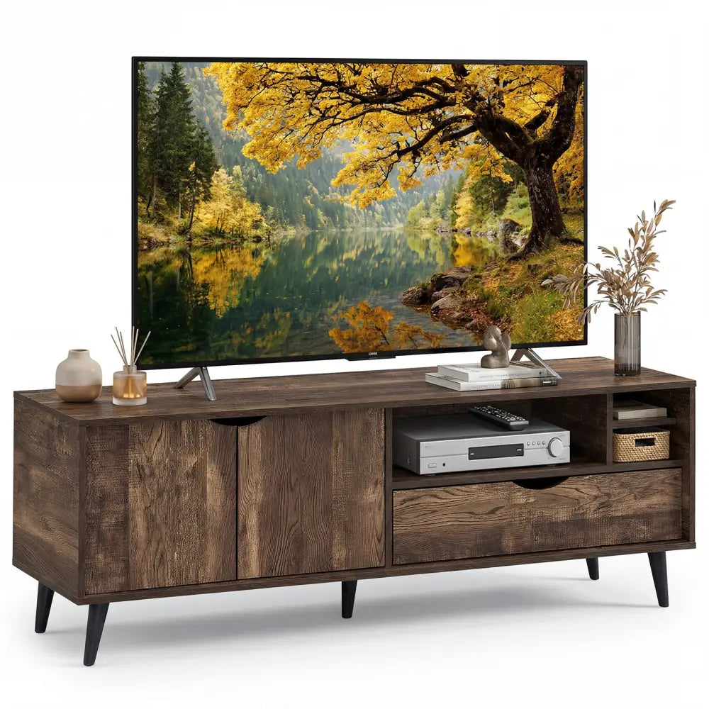 TV Stand for TVs up to 65 Inches Rustic Entertainment Center-Brown - Brown - Entertainment Centers & TV Stands