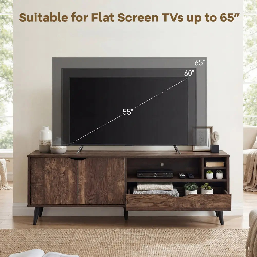 TV Stand for TVs up to 65 Inches Rustic Entertainment Center-Brown - Brown - Entertainment Centers & TV Stands