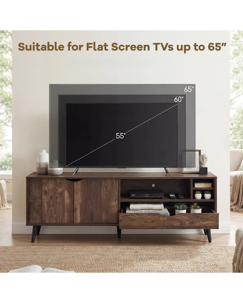 TV Stand for TVs up to 65 Inches Rustic Entertainment Center-Brown - Brown - Entertainment Centers & TV Stands