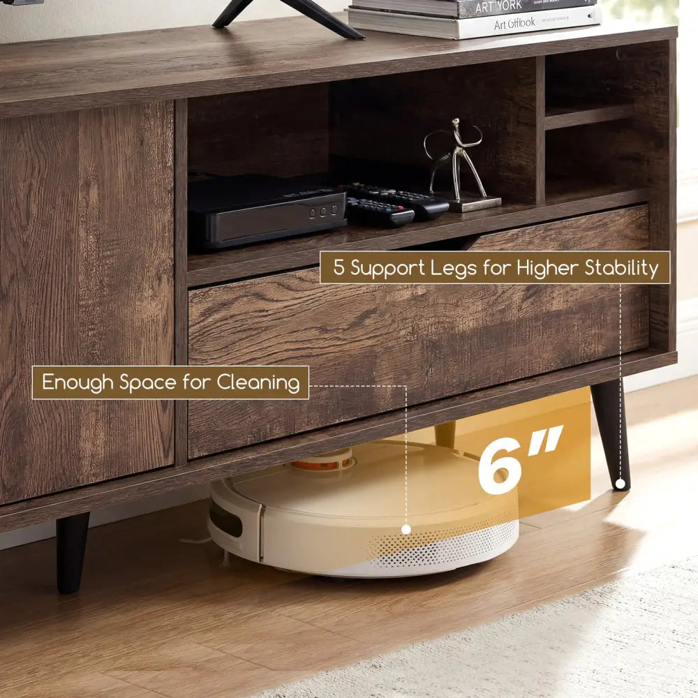 TV Stand for TVs up to 65 Inches Rustic Entertainment Center-Brown - Brown - Entertainment Centers & TV Stands