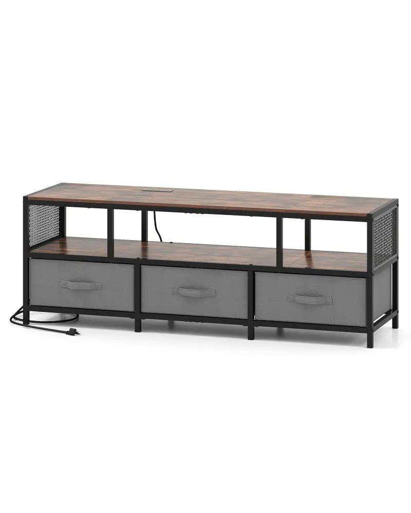 TV Stand for TVs up to 65 Inches with Power Outlets USB Charging-Rustic Brown - Rustic Brown - Entertainment Centers &