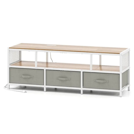 TV Stand for TVs up to 65 Inches with Power Outlets USB Charging-Natural - Natural - Entertainment Centers & TV Stands