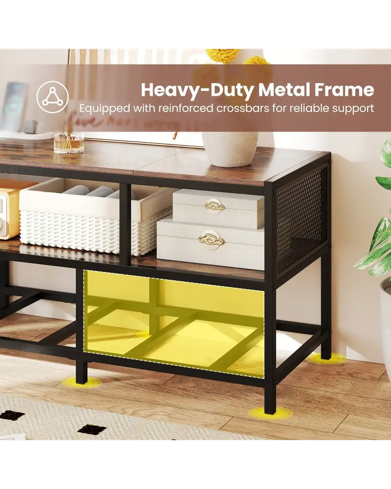 TV Stand for TVs up to 65 Inches with Power Outlets USB Charging-Rustic Brown - Rustic Brown - Entertainment Centers &